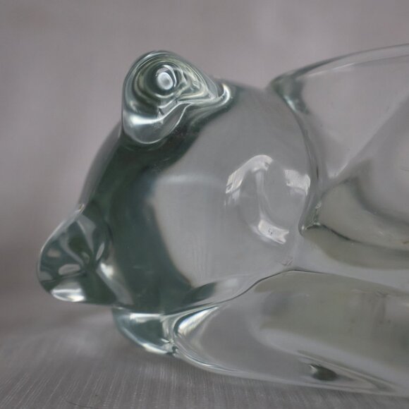 Vintage Indiana Glass Cat - Candle Holder - Clear Glass Sleeping Cat - Picture 5 of 12